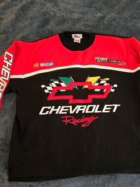Vintage 90s Racing Champions Chevrolet NASCAR Logo Jacket Size M Black Red